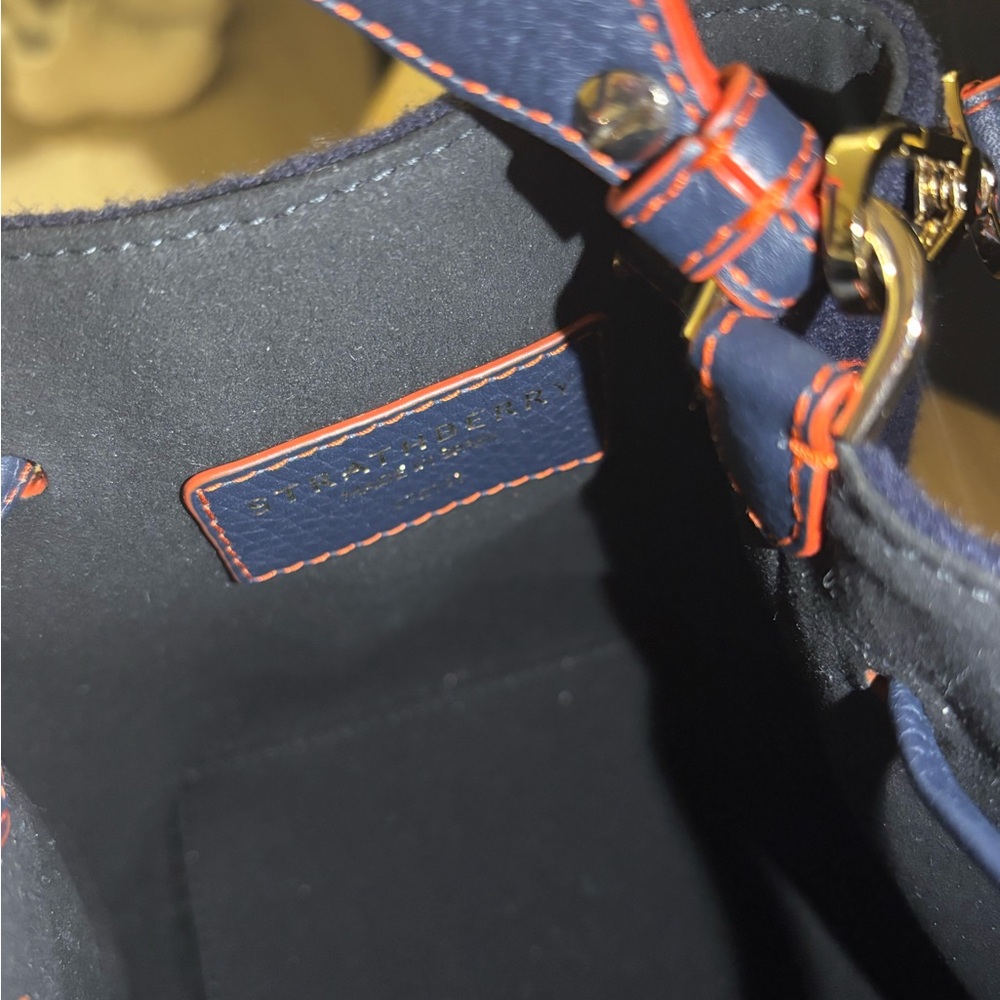 Strathberry Midnight Blue and Charcoal Bucket Bag - Picture 5 of 5